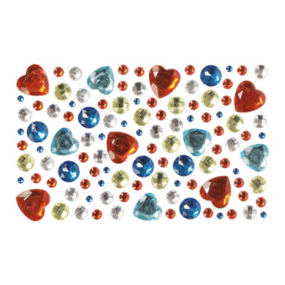Glitzersteine zum Aufkleben „Rote Herzen und mehr“, 105tlg.