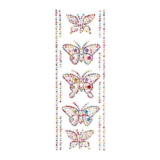 600-48 Glitzersticker „Bunte Schmetterlinge“ (5 Schmetterlinge, 10 Bordüren) - 600 48