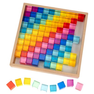 Acrylwürfel „Regenbogen“ 101tlg. inkl. Holzkasten