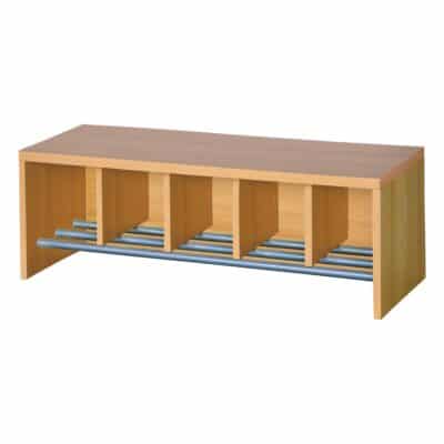 Garderobenbank mit integriertem Schuhrost aus feuerhemmendem Material