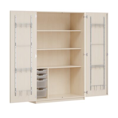 Zweitüriger Musikschrank MOFF 1CS, mit 4 ErgoTray-Boxen, 3 Einlegeböden