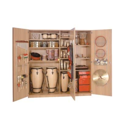 Dreitüriger Musikschrank, feststehend, 9 verstellbare Böden