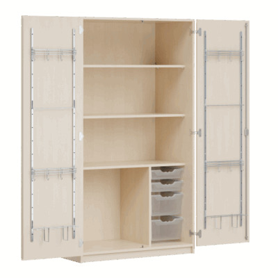 Zweitüriger Musikschrank MOFF 4, mit 4 ErgoTray-Boxen, 3 Einlegeböden
