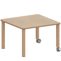 Quadrattisch ZALOTTI mit Schichtstoff, Massivholzbeine Ø 60 mm, Fahrbar