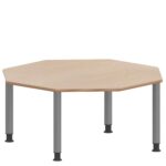Achtecktisch ZALOTTI mit Schichtstoff, Stahlrohrbeine Ø 60 mm, höhenverstellbar - TIX6AE1250H4