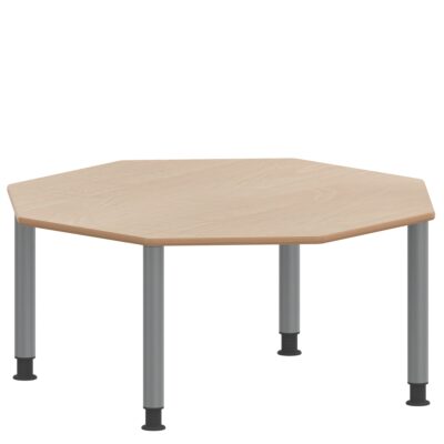 Achtecktisch ZALOTTI mit Schichtstoff, Stahlrohrbeine Ø 60 mm, höhenverstellbar