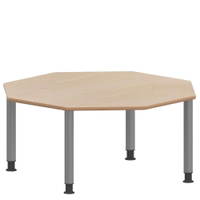 Achtecktisch ZALOTTI mit Schichtstoff, Stahlrohrbeine Ø 60 mm, höhenverstellbar