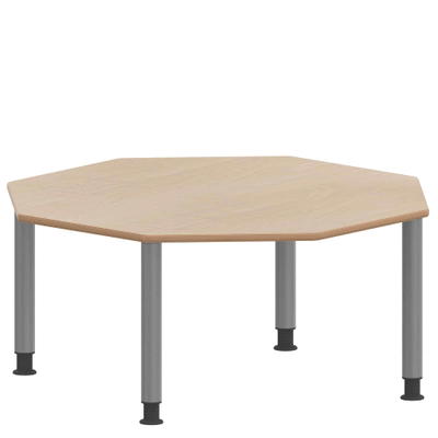 Achtecktisch ZALOTTI mit Schichtstoff, Stahlrohrbeine Ø 60 mm, höhenverstellbar