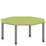 Achtecktisch ZALOTTI mit Linoleum, Stahlrohrbeine Ø 60 mm, höhenverstellbar - TIX6AE1250L4 1