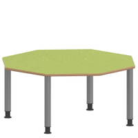 Achtecktisch ZALOTTI mit Linoleum, Stahlrohrbeine Ø 60 mm, höhenverstellbar – Bild 2