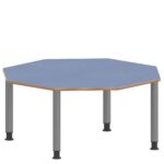 Achtecktisch ZALOTTI mit Linoleum, Stahlrohrbeine Ø 60 mm, höhenverstellbar - TIX6AE1250L4