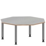 Achtecktisch ZALOTTI mit Linoleum, Stahlrohrbeine Ø 60 mm, höhenverstellbar - TIX6AE1250L4 2