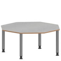 Achtecktisch ZALOTTI mit Linoleum, Stahlrohrbeine Ø 60 mm, höhenverstellbar – Bild 4