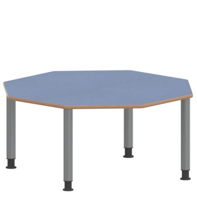 Achtecktisch ZALOTTI mit Linoleum, Stahlrohrbeine Ø 60 mm, höhenverstellbar