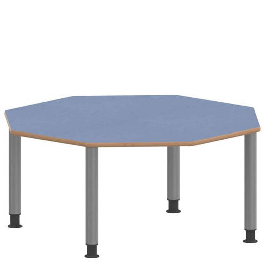 TIX6AE1250L4 Achtecktisch ZALOTTI mit Linoleum, Stahlrohrbeine Ø 60 mm, höhenverstellbar - TIX6AE1250L4