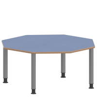 Achtecktisch ZALOTTI mit Linoleum, Stahlrohrbeine Ø 60 mm, höhenverstellbar