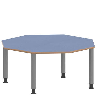 Achtecktisch ZALOTTI mit Linoleum, Stahlrohrbeine Ø 60 mm, höhenverstellbar
