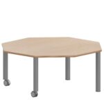 Achtecktisch ZALOTTI mit Schichtstoff, Stahlrohrbeine Ø 60 mm, fahrbar - TIX6AE1256H5