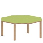 Achtecktisch ZALOTTI mit Linoleum, Massivholzbeine Ø 60 mm, Stellfuß - TIX6AE1256L1 1