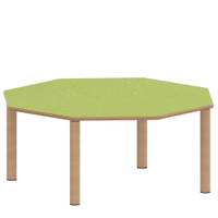Achtecktisch ZALOTTI mit Linoleum, Massivholzbeine Ø 60 mm, Stellfuß – Bild 3