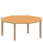 Achtecktisch ZALOTTI mit Linoleum, Massivholzbeine Ø 60 mm, Stellfuß - TIX6AE1256L1