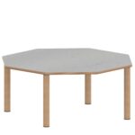Achtecktisch ZALOTTI mit Linoleum, Massivholzbeine Ø 60 mm, Stellfuß - TIX6AE1256L1 2