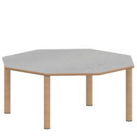 Achtecktisch ZALOTTI mit Linoleum, Massivholzbeine Ø 60 mm, Stellfuß – Bild 2