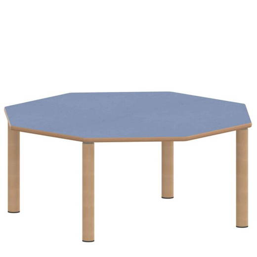 TIX6AE1256L1-3 Achtecktisch ZALOTTI mit Linoleum, Massivholzbeine Ø 60 mm, Stellfuß - TIX6AE1256L1 3