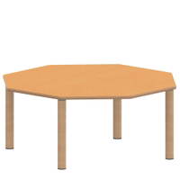 Achtecktisch ZALOTTI mit Linoleum, Massivholzbeine Ø 60 mm, Stellfuß – Bild 4