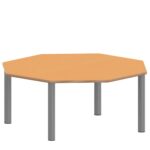 Achtecktisch ZALOTTI mit Linoleum, Stahlrohrbeine Ø 60 mm, Stellfuß - TIX6AE1256L3