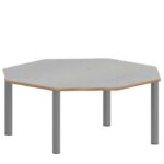 Achtecktisch ZALOTTI mit Linoleum, Stahlrohrbeine Ø 60 mm, Stellfuß - TIX6AE1256L3 2