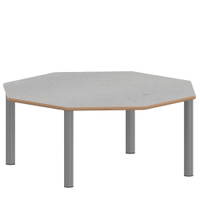 Achtecktisch ZALOTTI mit Linoleum, Stahlrohrbeine Ø 60 mm, Stellfuß – Bild 3