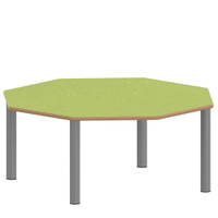 Achtecktisch ZALOTTI mit Linoleum, Stahlrohrbeine Ø 60 mm, Stellfuß – Bild 2