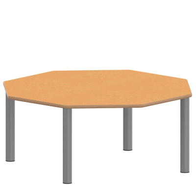 Achtecktisch ZALOTTI mit Linoleum, Stahlrohrbeine Ø 60 mm, Stellfuß