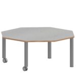 Achtecktisch ZALOTTI mit Linoleum, Stahlrohrbeine Ø 60 mm, fahrbar - TIX6AE1256L5 2