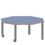 Achtecktisch ZALOTTI mit Linoleum, Stahlrohrbeine Ø 60 mm, fahrbar - TIX6AE1256L5 3