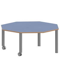 Achtecktisch ZALOTTI mit Linoleum, Stahlrohrbeine Ø 60 mm, fahrbar – Bild 2