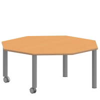 Achtecktisch ZALOTTI mit Linoleum, Stahlrohrbeine Ø 60 mm, fahrbar – Bild 4