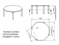 Achtecktisch ZALOTTI mit Schichtstoff, Massivholzbeine Ø 60 mm, Stellfuß – Bild 3
