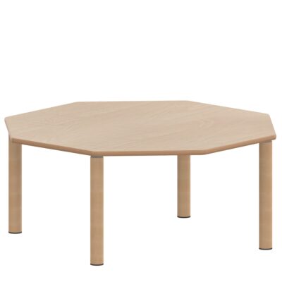 Achtecktisch ZALOTTI mit Schichtstoff, Massivholzbeine Ø 60 mm, Stellfuß