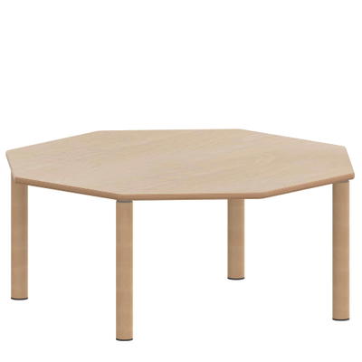 Achtecktisch ZALOTTI mit Schichtstoff, Massivholzbeine Ø 60 mm, Stellfuß