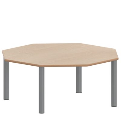 Achtecktisch ZALOTTI mit Schichtstoff, Stahlrohrbeine Ø 60 mm, Stellfuß