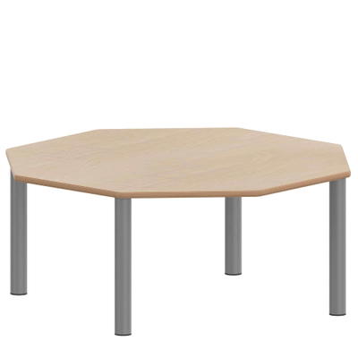 Achtecktisch ZALOTTI mit Schichtstoff, Stahlrohrbeine Ø 60 mm, Stellfuß