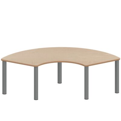 Drittelkreistisch ZALOTTI mit Schichtstoff, Stahlrohrbeine Ø 60 mm, Stellfuß