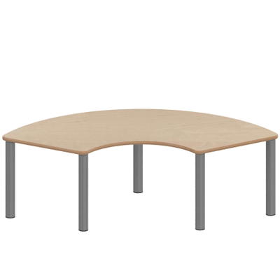 Drittelkreistisch ZALOTTI mit Schichtstoff, Stahlrohrbeine Ø 60 mm, Stellfuß