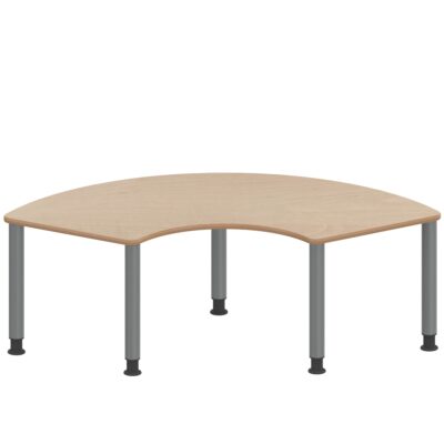 Drittelkreistisch ZALOTTI mit Schichtstoff, Stahlrohrbeine Ø 60 mm, höhenverstellbar