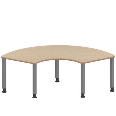 Drittelkreistisch ZALOTTI mit Schichtstoff, Stahlrohrbeine Ø 60 mm, höhenverstellbar
