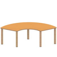 Drittelkreistisch ZALOTTI mit Linoleum, Massivholzbeine Ø 60 mm, Stellfuß – Bild 4