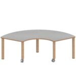 Drittelkreistisch ZALOTTI mit Linoleum, Massivholzbeine Ø 60 mm, fahrbar - TIX6DK1766L2 2