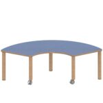 Drittelkreistisch ZALOTTI mit Linoleum, Massivholzbeine Ø 60 mm, fahrbar - TIX6DK1766L2 3
